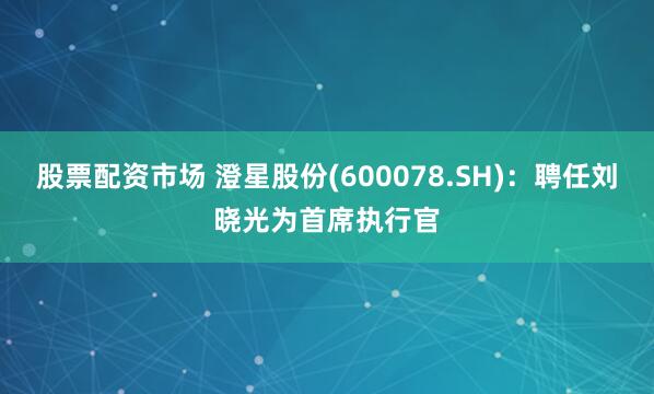 股票配资市场 澄星股份(600078.SH)：聘任刘晓光为首席执行官