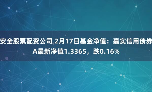 安全股票配资公司 2月17日基金净值：嘉实信用债券A最新净值1.3365，跌0.16%