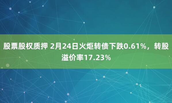 股票股权质押 2月24日火炬转债下跌0.61%，转股溢价率17.23%